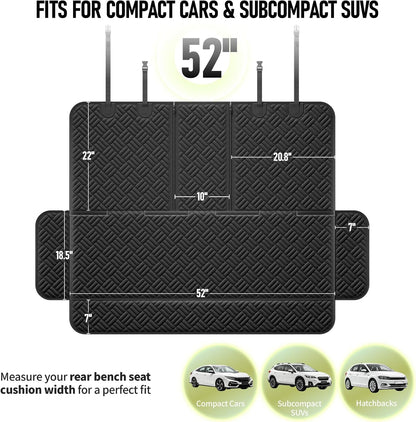 Dog Car Seat Cover for Back Seat, Waterproof 600D Oxford Protector | Non Slip Scratch Resistant Bench Cover, Easy to Clean, Fits Compact Cars/Suvs, 52 Inch, for Travel and Daily Use