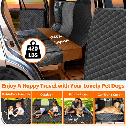 Dog Car Seat Cover for Back Seat Extender for Dogs,Hard Bottom Car Seat Cover for Dogs with Car Door Protectors, Waterproof and Scratch-Resistant Seat Covers for Cars Suv&Truck