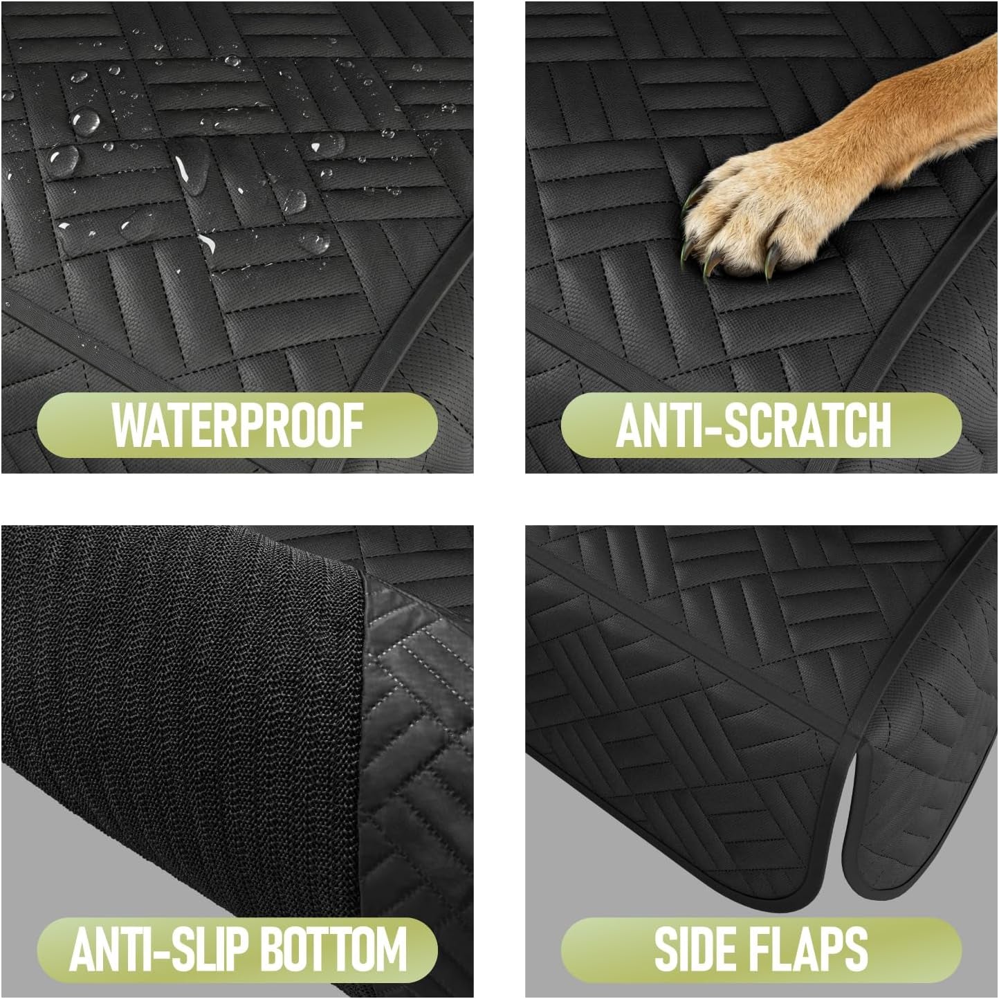 Dog Car Seat Cover for Back Seat, Waterproof 600D Oxford Protector | Non Slip Scratch Resistant Bench Cover, Easy to Clean, Fits Compact Cars/Suvs, 52 Inch, for Travel and Daily Use