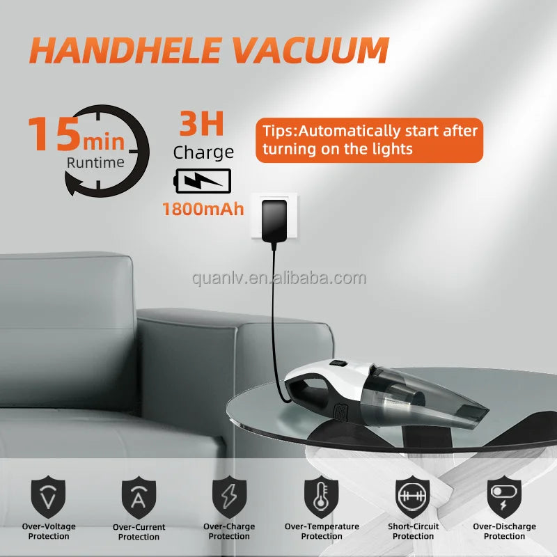 Car Vacuum Cleaner Brushless Bagless Wireless Lightweight Dry Portable Mini Cordless Handheld Vaccum Cleaner for Car and Home