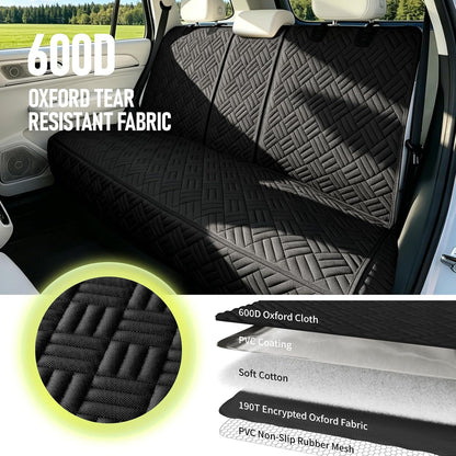 Dog Car Seat Cover for Back Seat, Waterproof 600D Oxford Protector | Non Slip Scratch Resistant Bench Cover, Easy to Clean, Fits Compact Cars/Suvs, 52 Inch, for Travel and Daily Use