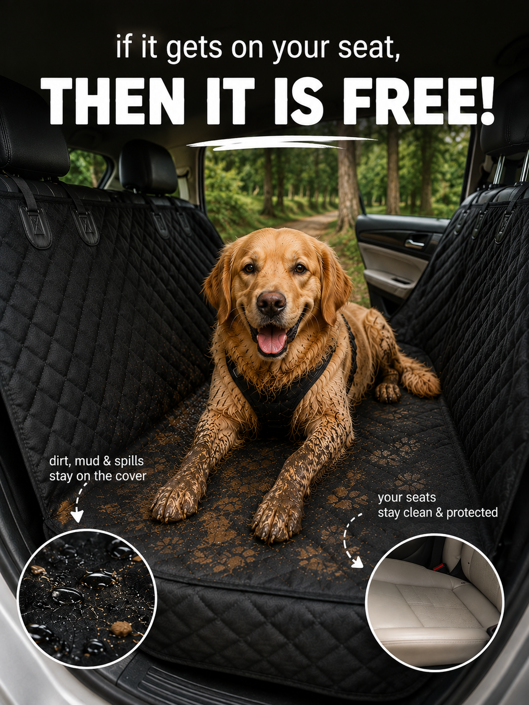 PawShield, Waterproof and Heavy-Duty Dog Car Seat Cover 2.0 – Ultimate Protection from Fur, Dirt, Scratches & Messes